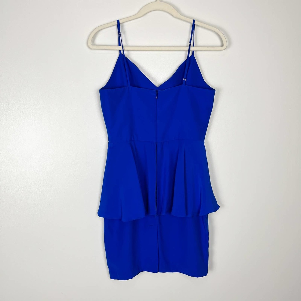 Amanda Uprichard Royal Blue Peplum Sleeveless Silk Mini Dress Size Small - Picture 5 of 12
